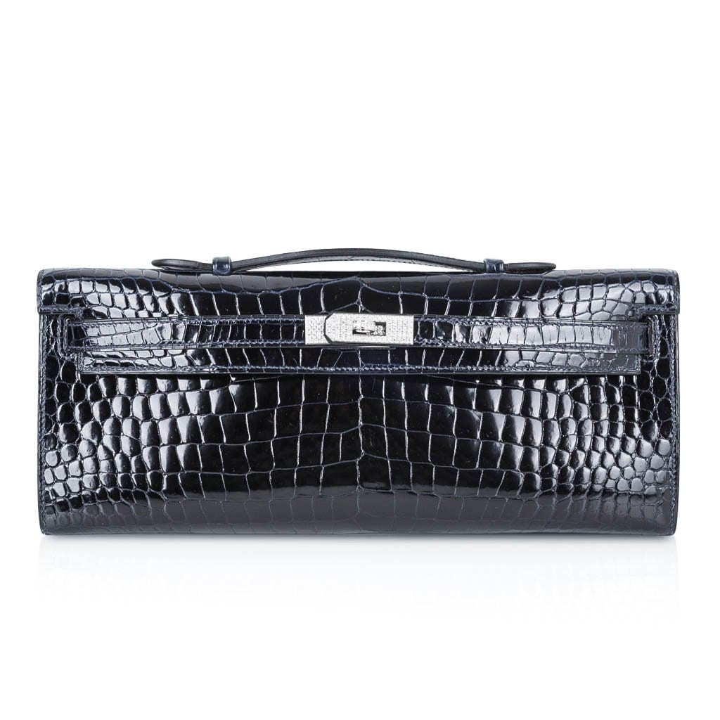 Kelly Cut Diamond Blue Marine Crocodile Bag Exquisite Clutch