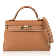 Load image into Gallery viewer, Mini Kelly 20 Bag Sellier Gold Epsom Leather with Gold Hardware