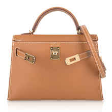 Load image into Gallery viewer, Mini Kelly 20 Bag Sellier Gold Epsom Leather with Gold Hardware