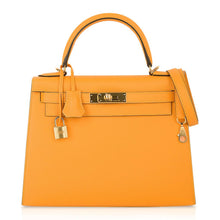 Load image into Gallery viewer, Kelly Sellier 28 Bag Jaune D’Or Epsom Leather Gold Hardware