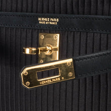 Load image into Gallery viewer, Kelly 20 Mini Vintage Bag Black Pleated Silk Suede Trim Gold Hardware