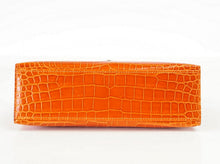 Load image into Gallery viewer, Kelly Pochette Clutch Bag Orange Feu Rare in Porosus Crocodile