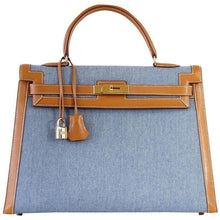 Load image into Gallery viewer, Kelly 35 Bag Vintage Denim and Barenia Sellier Gold Hardware Superb