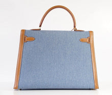 Load image into Gallery viewer, Kelly 35 Bag Vintage Denim and Barenia Sellier Gold Hardware Superb