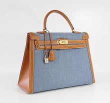 Load image into Gallery viewer, Kelly 35 Bag Vintage Denim and Barenia Sellier Gold Hardware Superb