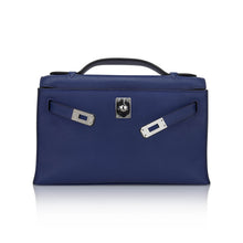 Load image into Gallery viewer, Kelly Pochette Clutch Bag Blue Sapphire Swift Leather with Palladium Hardware