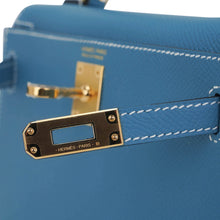Load image into Gallery viewer, Mini Kelly 20 Bag Sellier New Blue Jean Epsom Leather with Gold Hardware