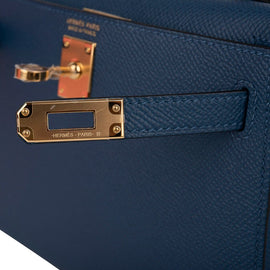 Kelly 20 Mini Sellier Bag Deep Blue Epsom Leather Gold Hardware