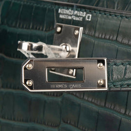 Kelly 20 Mini Sellier Bag Vert Cypress Matte Alligator Palladium