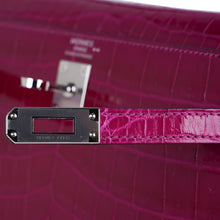 Load image into Gallery viewer, Kelly 25 Sellier Bag Rose Pourpre Crocodile with Palladium Hardware