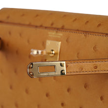 Load image into Gallery viewer, Kelly Danse Bag Tabac Camel Ostrich with Gold Hardware