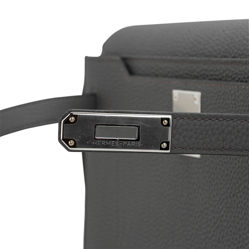 Kelly Depeches 25 Pouch Bag Etain Togo Leather with Palladium Hardware