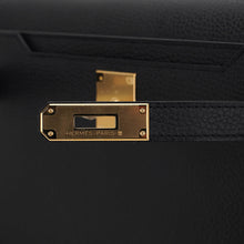 Load image into Gallery viewer, Kelly Depeches 25 Pouch Black Galop D’Leather with Gold Hardware