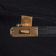 Load image into Gallery viewer, Kelly Depeches 25 Pouch Black Matte Alligator Gold Hardware New