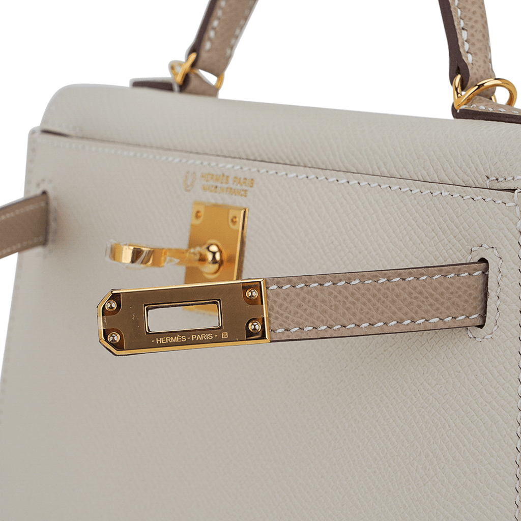 Special Order HSS Mini Kelly 20 Sellier Bag Nata and Trench Epsom Leather with Gold Hardware