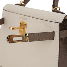 Load image into Gallery viewer, Special Order HSS Mini Kelly 20 Bag Sellier Craie &amp; Etoupe Epsom Leather with Gold Hardware