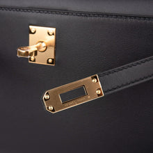 Load image into Gallery viewer, Kelly Pochette Bag Black Swift Leather with Gold Hardware