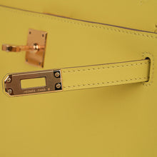 Load image into Gallery viewer, Kelly Pochette Bag Lime Clutch Gold Hardware Swift Leather