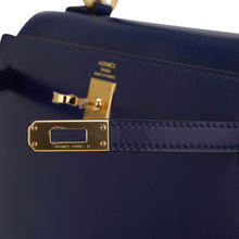 Load image into Gallery viewer, Kelly Sellier 25 Bag Blue Sapphire Box Leather with Gold Hardware