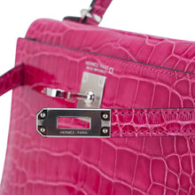 Load image into Gallery viewer, Limited Edition Mini Kelly 20 Sellier Rose Scheherazade Alligator Bag Palladium Hardware