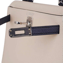 Load image into Gallery viewer, Special Order HSS Mini Kelly 20 Bag Sellier Craie &amp; Blue Indigo Epsom Leather with Palladium Hardware