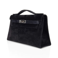 Load image into Gallery viewer, Kelly Pochette Black Doblis Suede Palladium