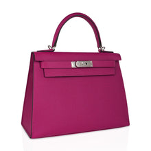 Load image into Gallery viewer, Kelly 28 Sellier Bag Rose Pourpre Epsom Leather with Palladium Hardware