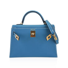 Load image into Gallery viewer, Mini Kelly 20 Bag Sellier New Blue Jean Epsom Leather with Gold Hardware