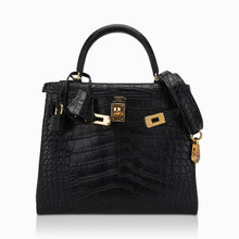 Load image into Gallery viewer, Kelly 25 Retourne Bag Black Matte Alligator with Gold Hardware