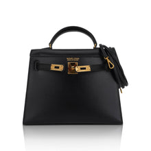 Load image into Gallery viewer, Vintage Kelly 15 Micro Sellier Bag Black Box Leather with Gold Hardware