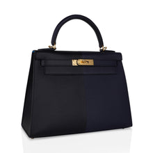 Load image into Gallery viewer, Kelly Casaque 28 Bag Black / Bleu Indigo Sellier Limited Edition