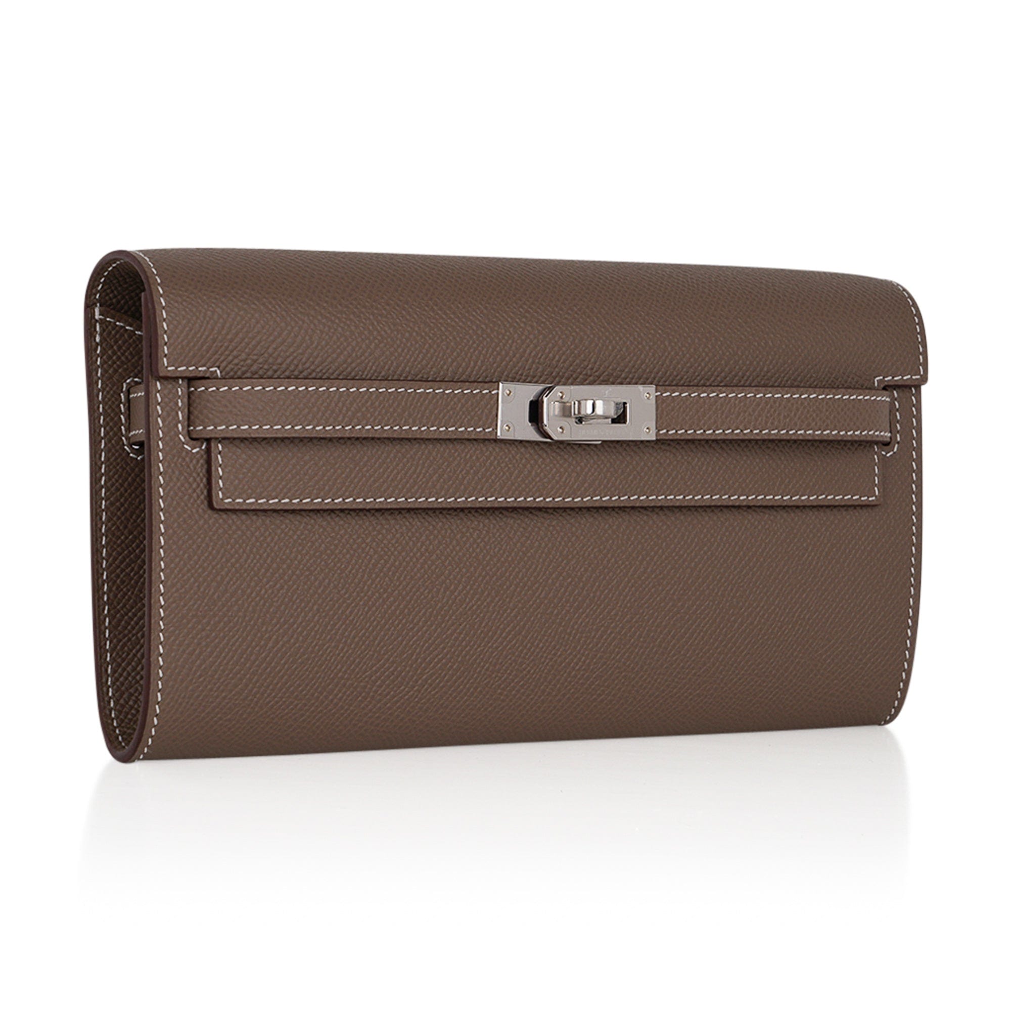 Kelly Classique To Go Wallet Etoupe Epsom Palladium Hardware New w/Box
