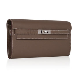 Kelly Classique To Go Wallet Etoupe Epsom Palladium Hardware New w/Box
