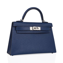 Load image into Gallery viewer, Special Order HSS Verso Mini Kelly 20 Sellier Bag Deep Bleu &amp; Bleu Izmir Epsom Leather with Palladium Hardware