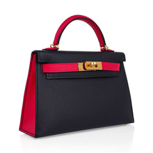 Load image into Gallery viewer, Kelly 20 Sellier Mini HSS Bag Black / Rose Extreme Epsom Gold Hardware