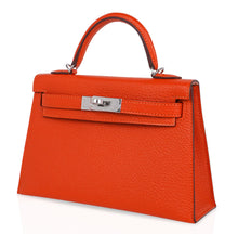 Load image into Gallery viewer, Kelly 20 Mini Sellier Bag Orange Feu / Rose Eglantine Chevre Bi-Color New w/Box