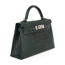 Load image into Gallery viewer, Kelly 20 Mini Sellier Bag Vert Cypress Matte Alligator Palladium
