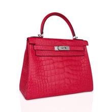 Load image into Gallery viewer, Kelly 28 Bag Rose Extreme Matte Alligator with Palladium Hardware
