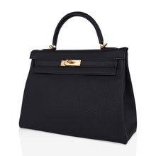 Load image into Gallery viewer, Kelly 32 Retourne Bag Black Gold Hardware Togo Leather