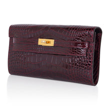 Load image into Gallery viewer, Kelly Classique To Go Wallet Bordeaux Alligator Gold Hardware New w/Box