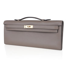 Load image into Gallery viewer, Kelly Cut Bag Gris Asphalte Gray Clutch Swift Gold Hardware