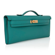 Load image into Gallery viewer, Kelly Cut Vert Verone Clutch Bag Gold Hardware Swift Leather