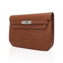 Load image into Gallery viewer, Kelly Depeches 25 Pouch Matte Gold Alligator with Palladium Hardware