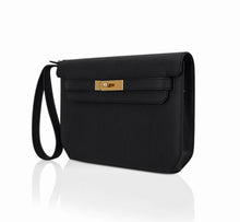 Load image into Gallery viewer, Kelly Depeches 25 Pouch Black Galop D’Leather with Gold Hardware