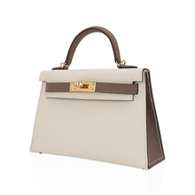 Load image into Gallery viewer, Special Order HSS Mini Kelly 20 Bag Sellier Craie &amp; Etoupe Epsom Leather with Gold Hardware