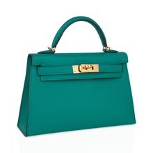 Load image into Gallery viewer, Kelly 20 Mini Sellier Bag Jade Epsom Leather Gold Hardware New w/Box