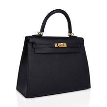 Load image into Gallery viewer, Kelly Sellier 25 Bag Black Epsom Gold Hardware New