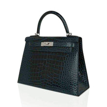 Load image into Gallery viewer, Kelly 28 Sellier Verso Vert Cypress / Vert Jade Bag Alligator Palladium Hardware