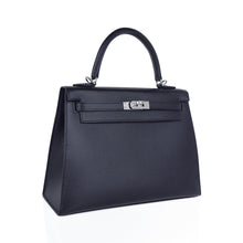 Load image into Gallery viewer, Verso Kelly Sellier 25 Bag Bleu de Minuit &amp; Etrusque Veau Madame Leather with Palladium Hardware