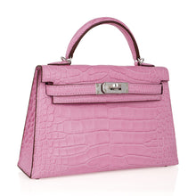 Load image into Gallery viewer, Kelly 20 Mini Sellier Bag 5P Pink Matte Alligator Palladium Limited Edition